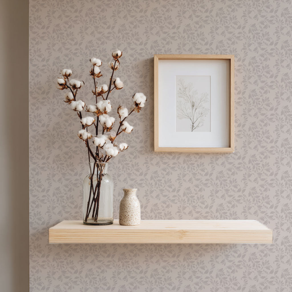 Taupe Scroll Wallpaper