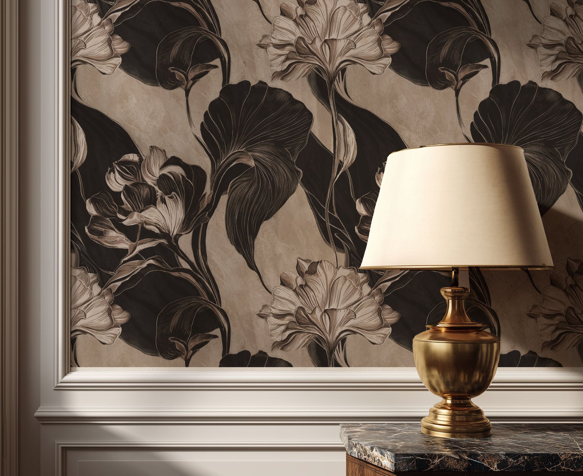 Vintage Dark Botanica Wallpaper