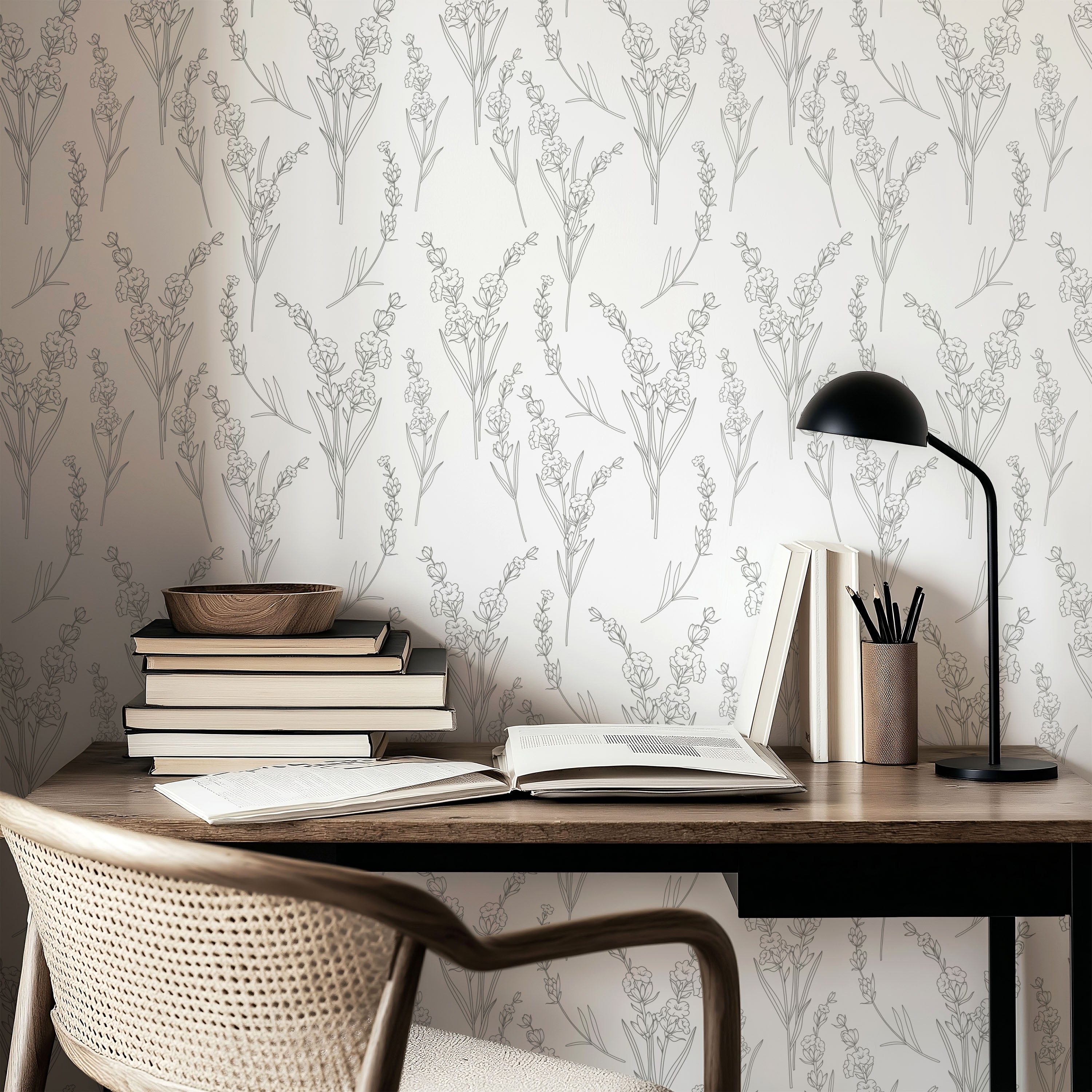 Lavender Etching Wallpaper