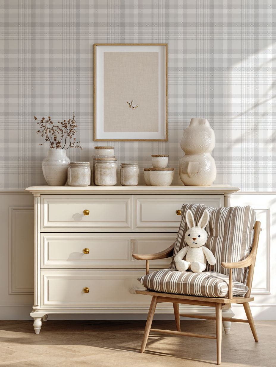 Neutral Plaid Wallpaper