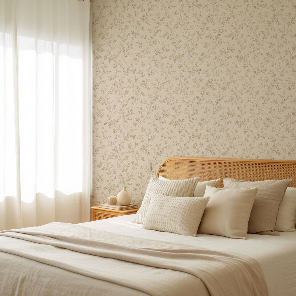 Vintage Beige Floral Wallpaper