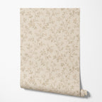 Vintage Beige Floral Wallpaper
