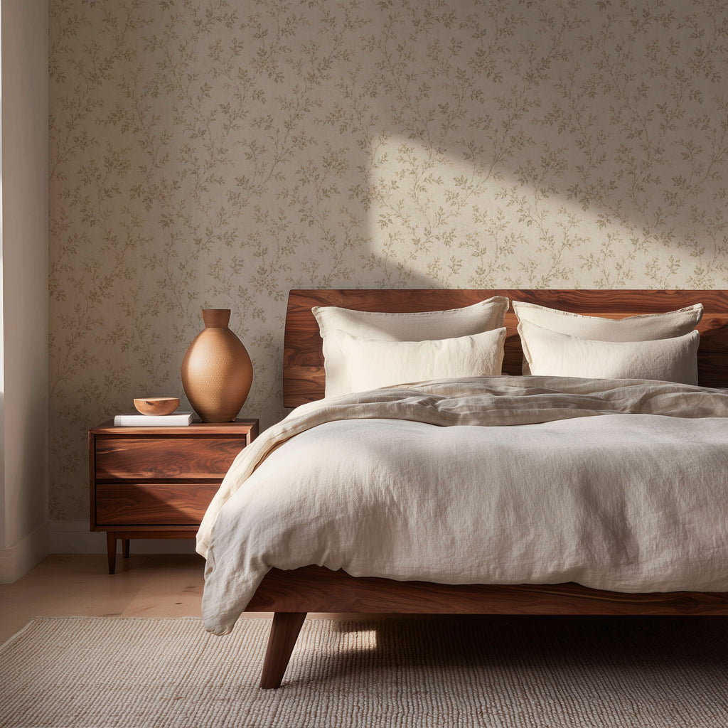 Vintage Beige Floral Wallpaper