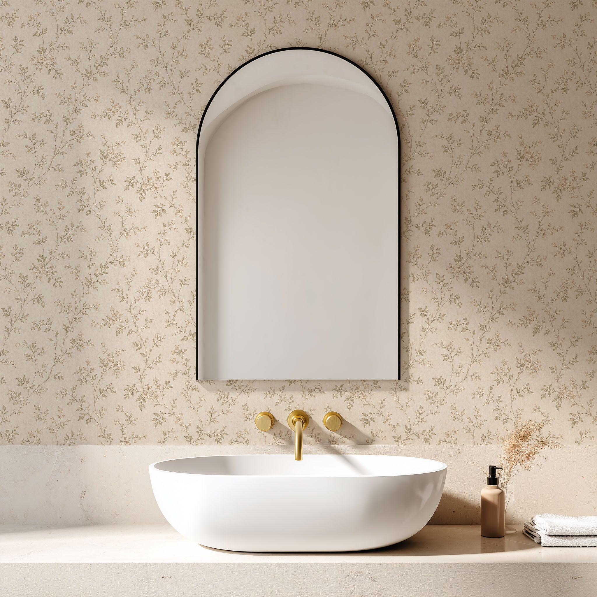 Vintage Beige Floral Wallpaper