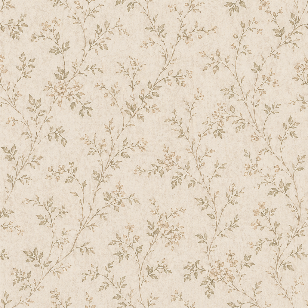 Vintage Beige Floral Wallpaper