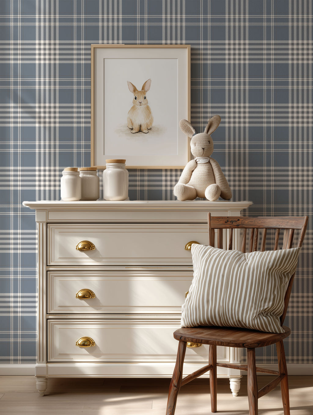 Soft Blue Plaid Wallpaper