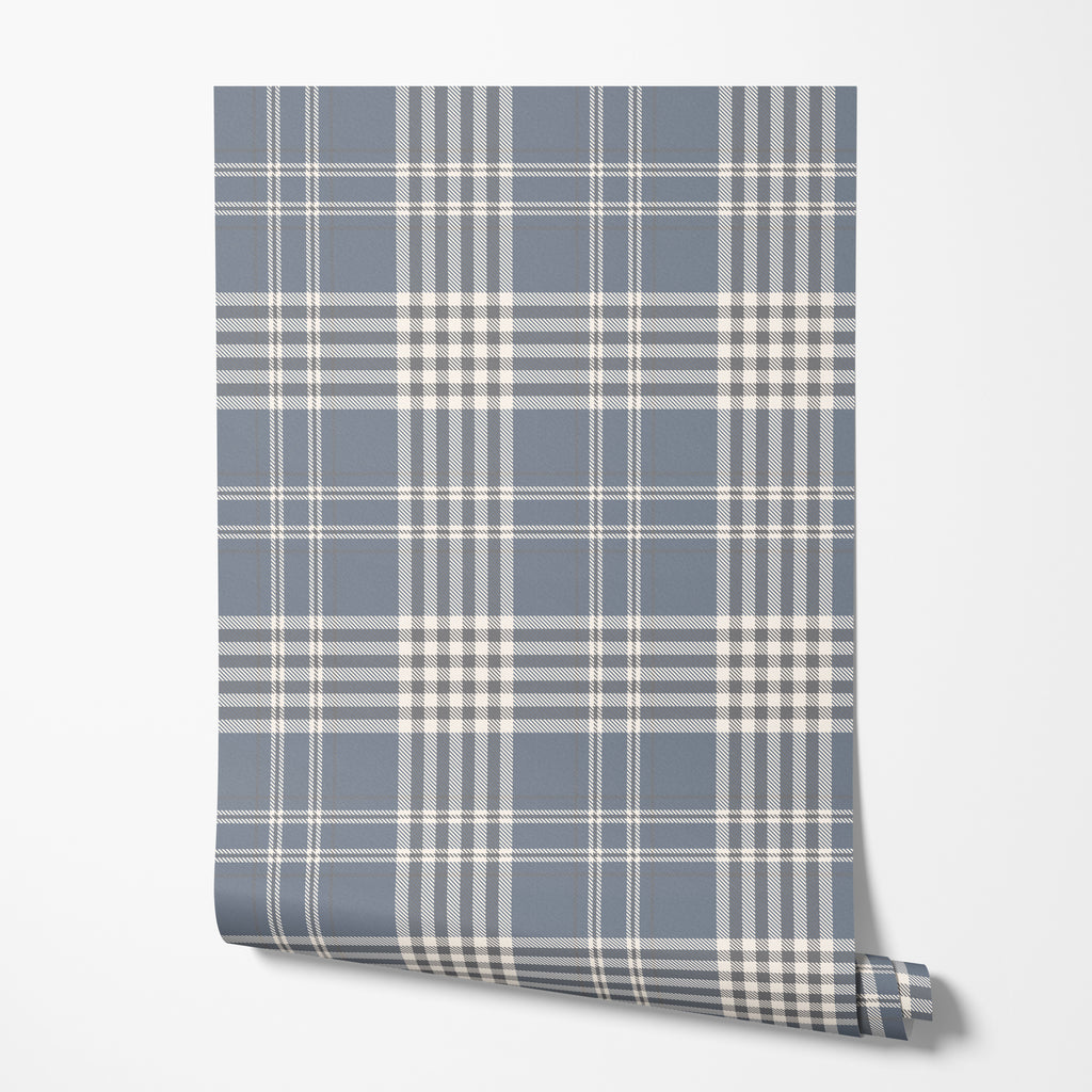Soft Blue Plaid Wallpaper