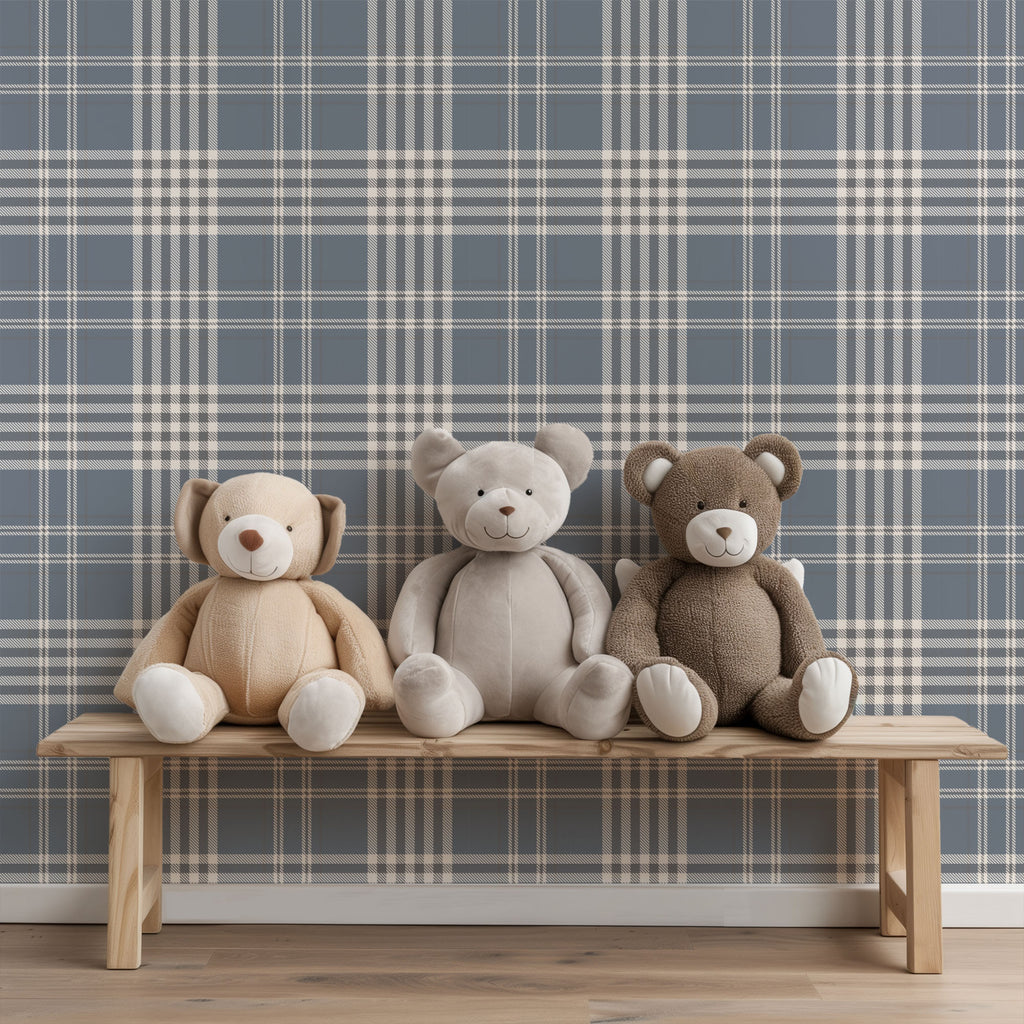 Soft Blue Plaid Wallpaper