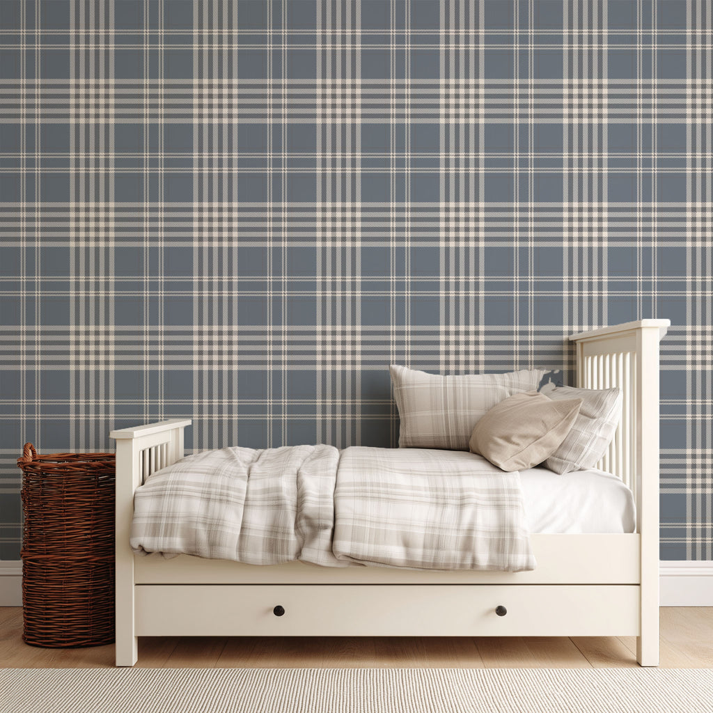 Soft Blue Plaid Wallpaper