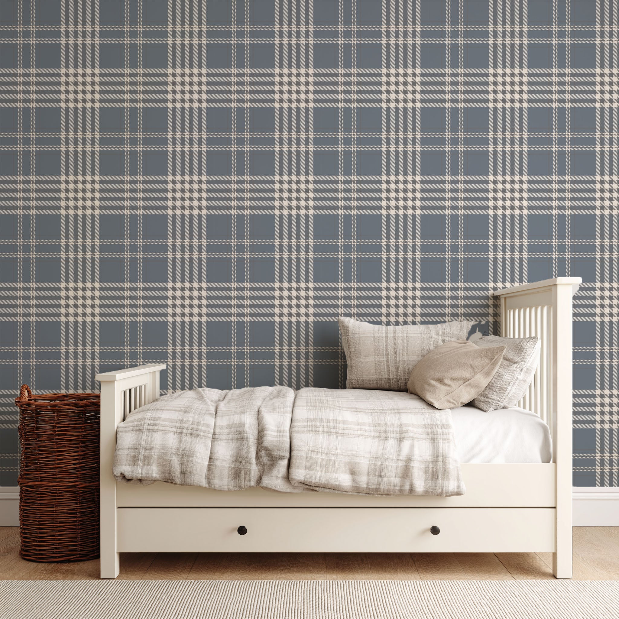 Soft Blue Plaid Wallpaper
