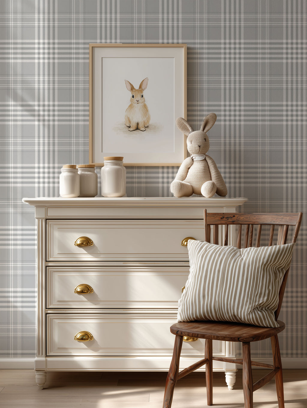 Ash Gingham Wallpaper