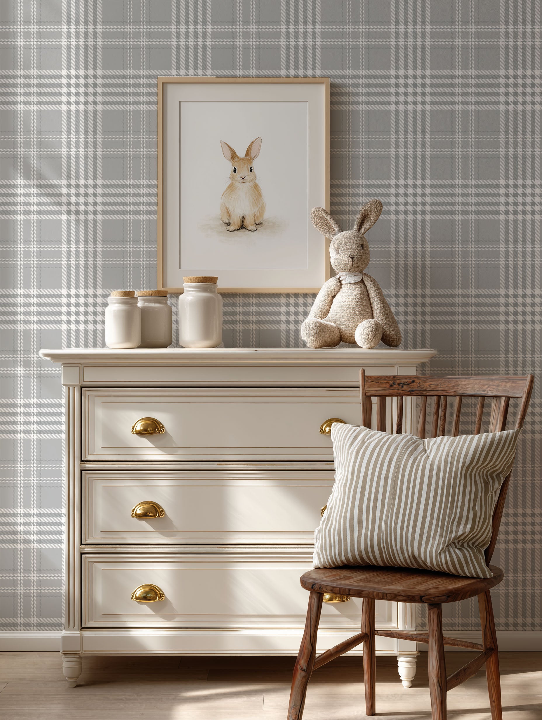 Ash Gingham Wallpaper