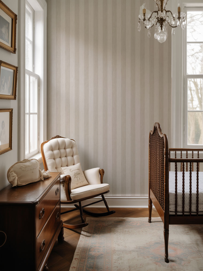 Beige Watercolor Stripe Wallpaper