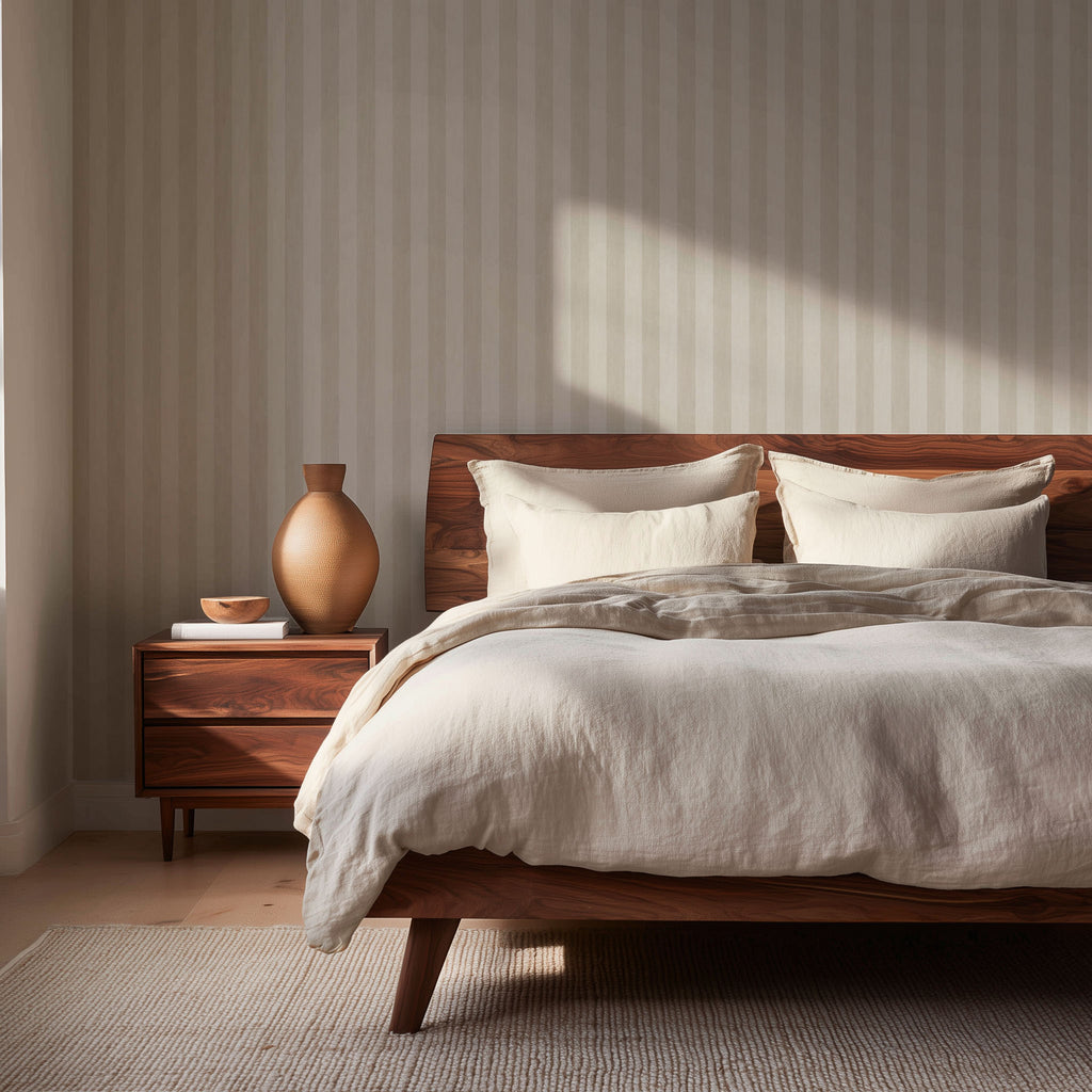 Beige Watercolor Stripe Wallpaper