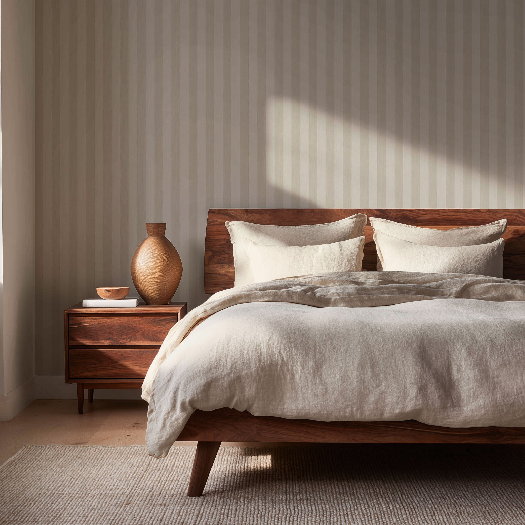 Beige Watercolor Stripe Wallpaper