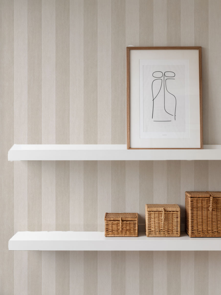 Beige Watercolor Stripe Wallpaper