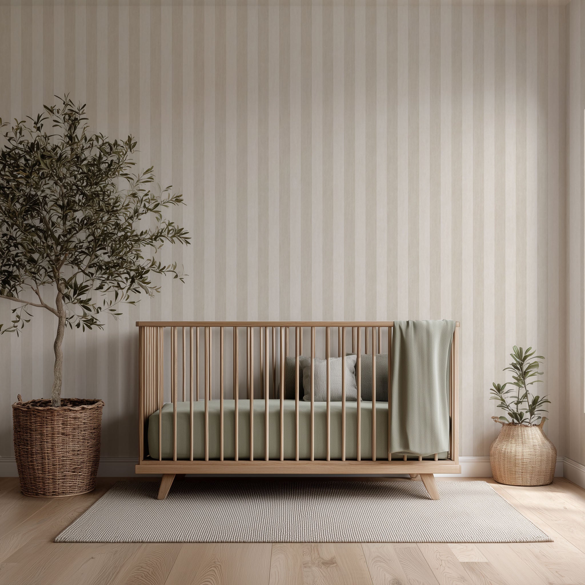 Beige Watercolor Stripe Wallpaper