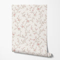 Soft Pink Botanical Bird Wallpaper