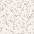 Soft Pink Botanical Bird Wallpaper