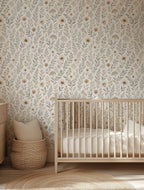 Beige Vintage Wildflower Wallpaper