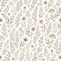 Beige Vintage Wildflower Wallpaper