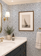 Indigo Herringbone Wallpaper