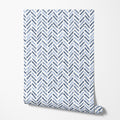 Indigo Herringbone Wallpaper