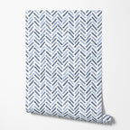 Indigo Herringbone Wallpaper