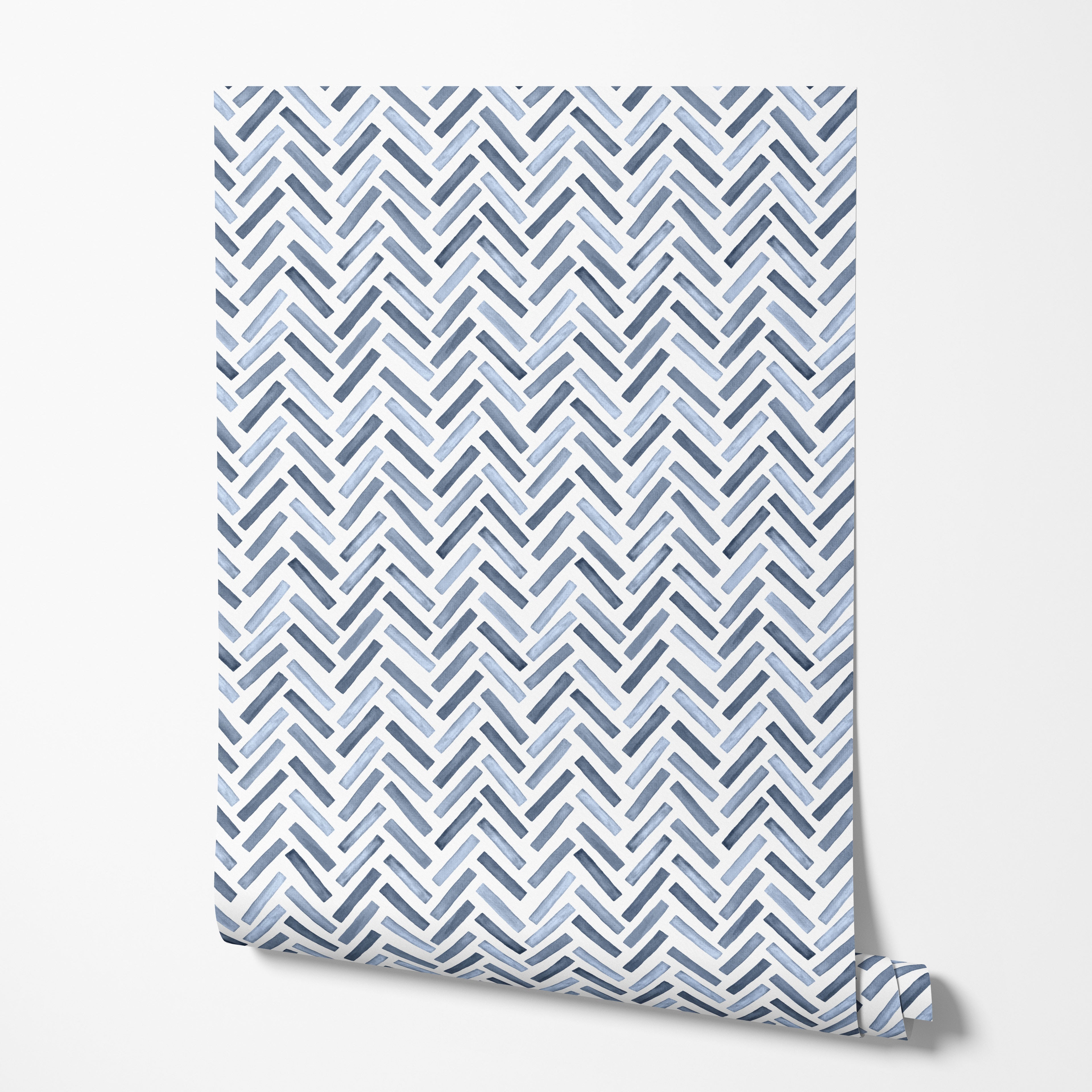 Indigo Herringbone Wallpaper
