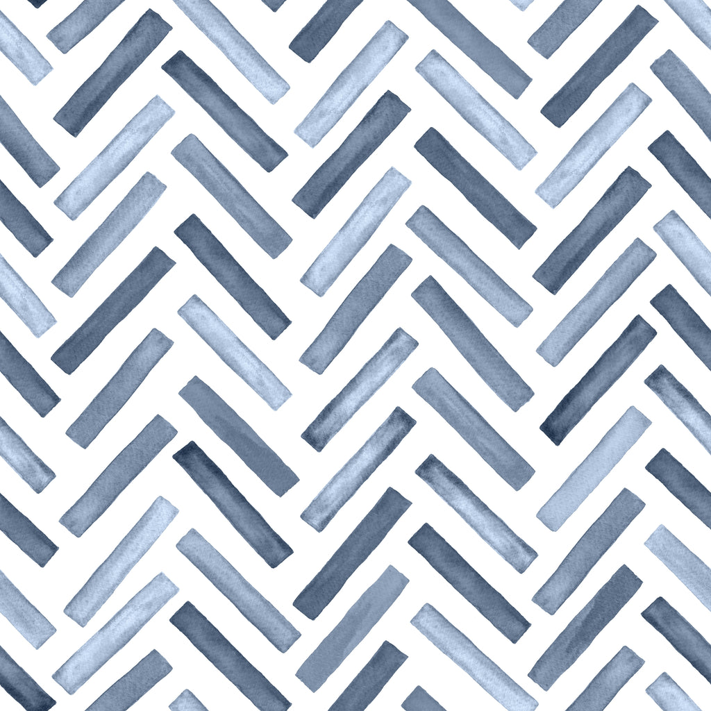 Indigo Herringbone Wallpaper