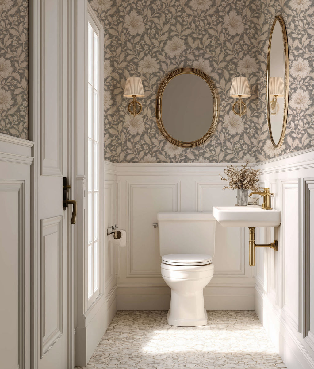Taupe Toile Wallpaper