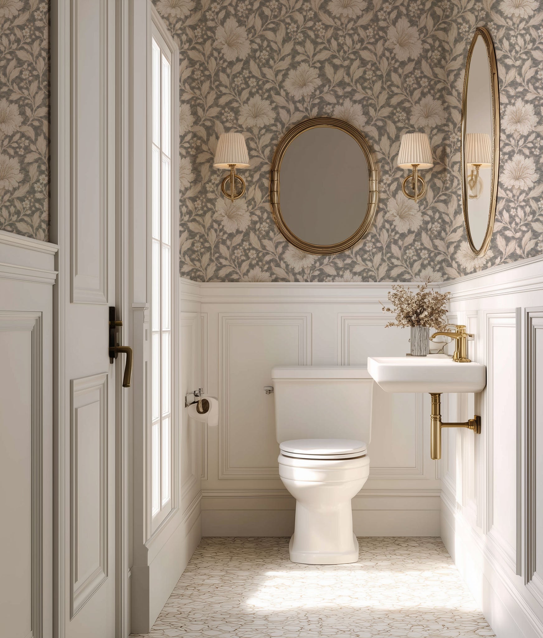 Taupe Toile Wallpaper