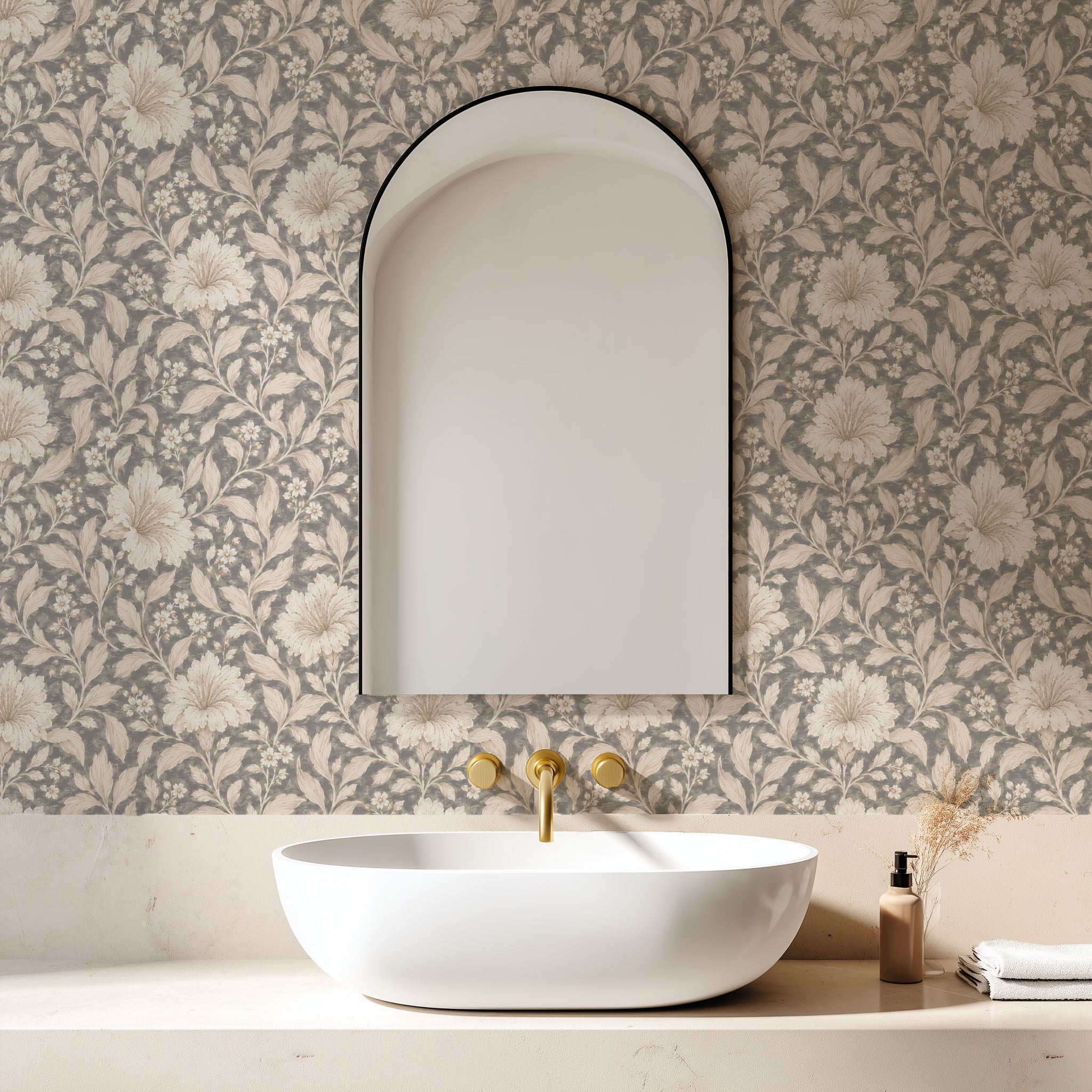 Taupe Toile Wallpaper