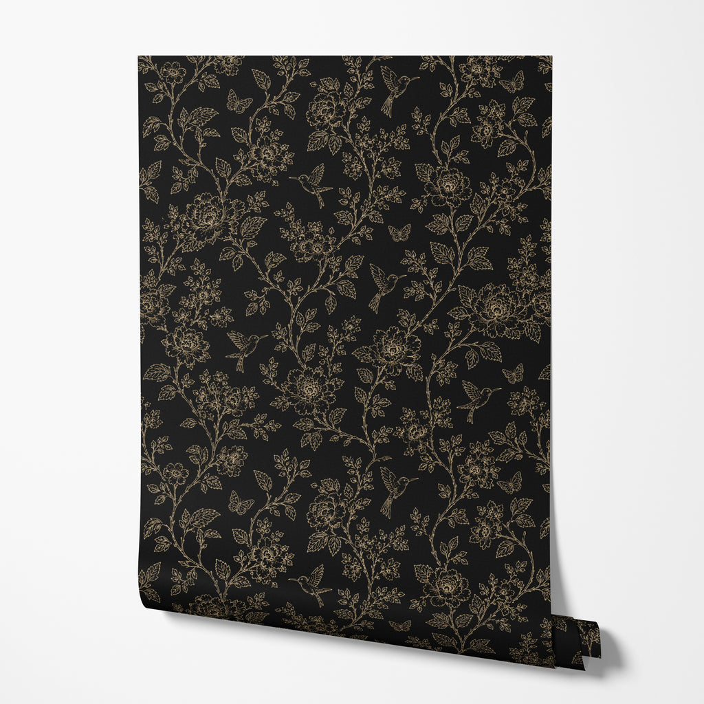 Black Enchanted Aviary Wallpaper