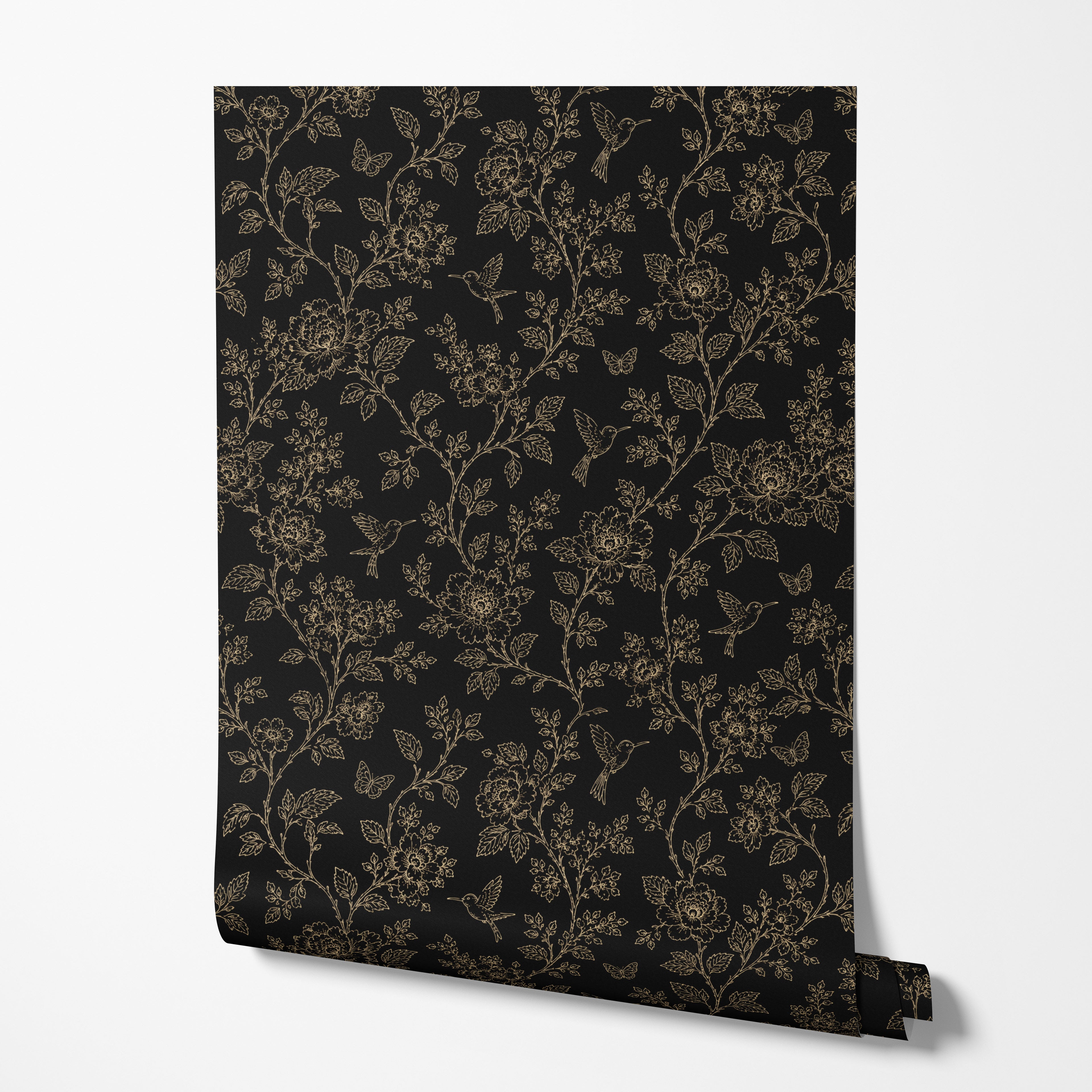 Black Enchanted Aviary Wallpaper
