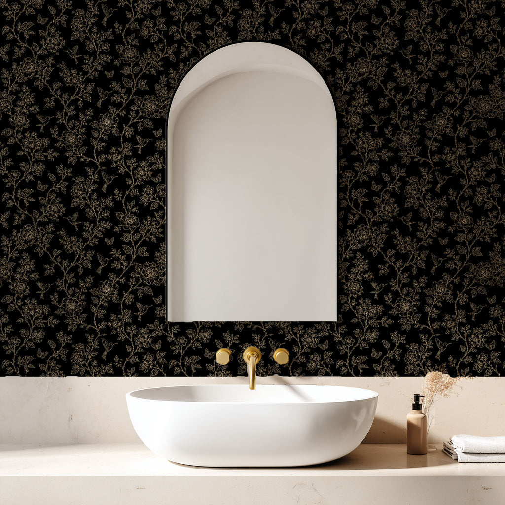 Black Enchanted Aviary Wallpaper