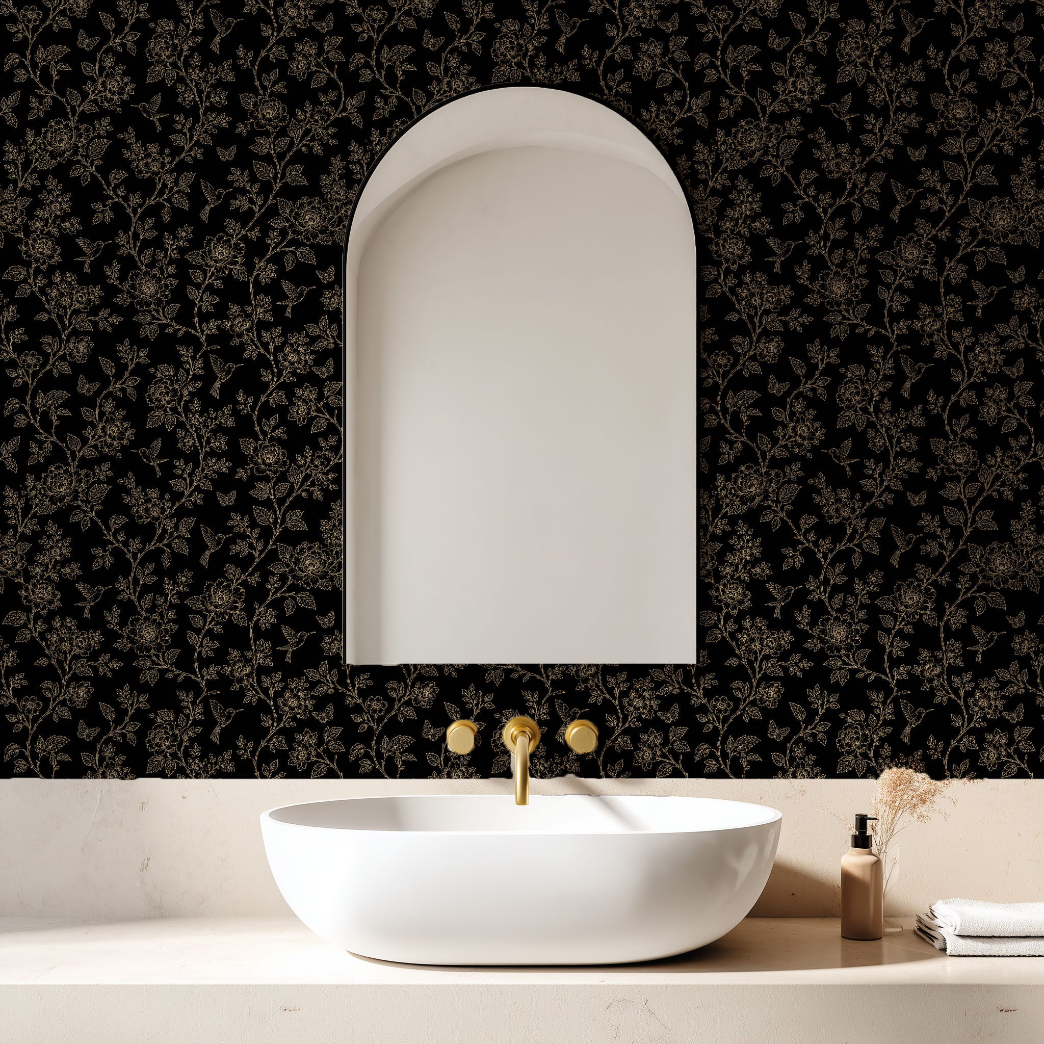 Black Enchanted Aviary Wallpaper