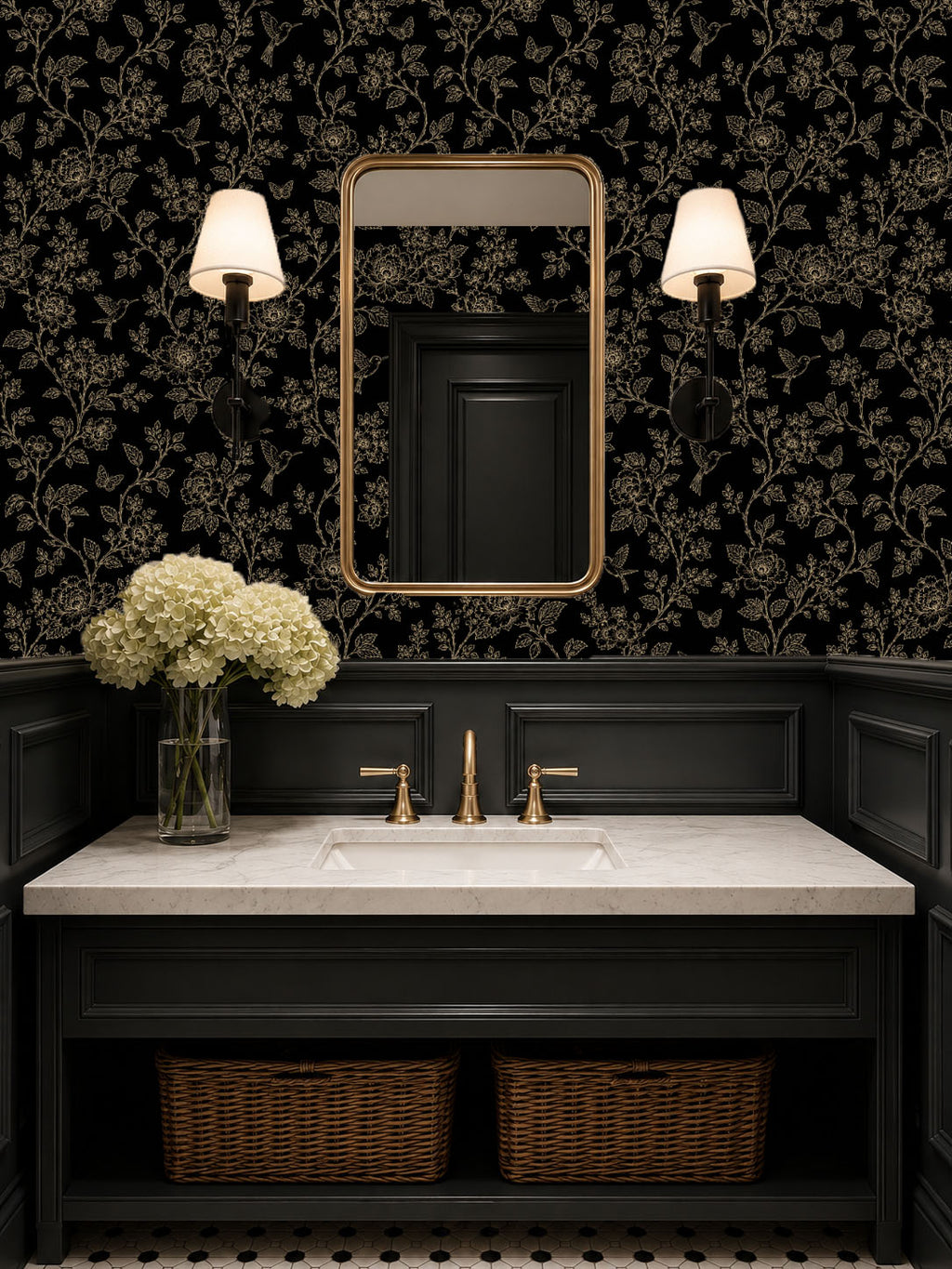 Black Enchanted Aviary Wallpaper