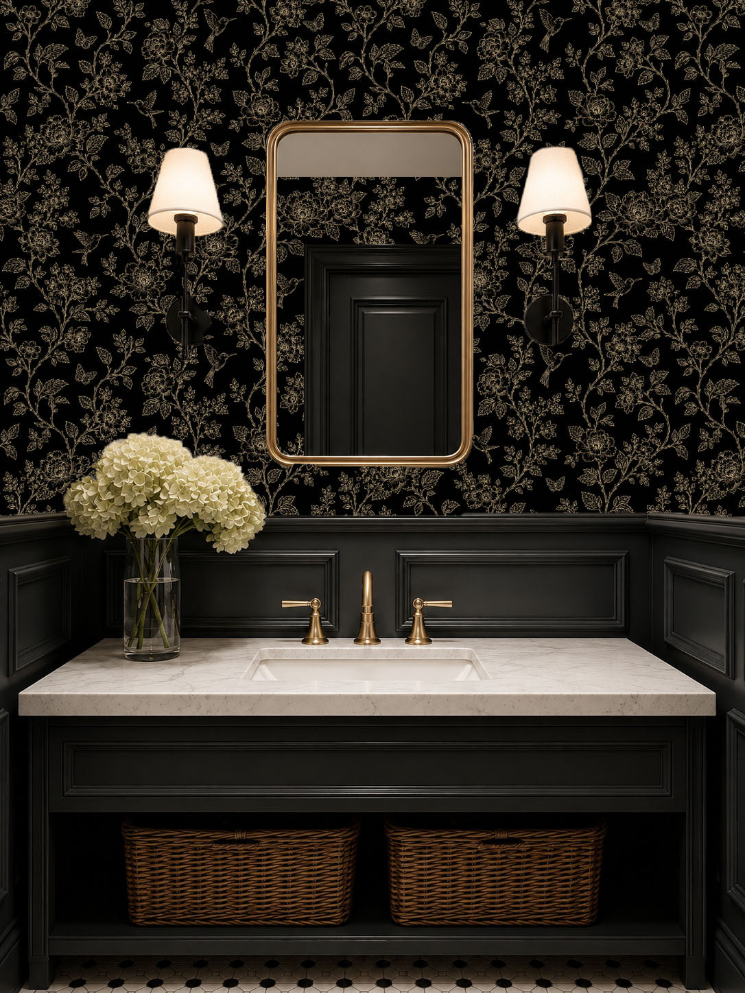 Black Enchanted Aviary Wallpaper