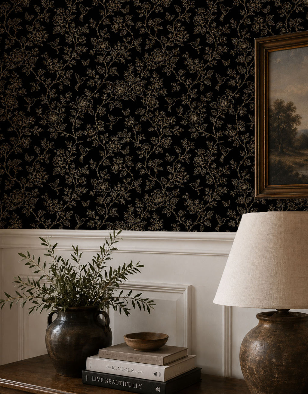 Black Enchanted Aviary Wallpaper