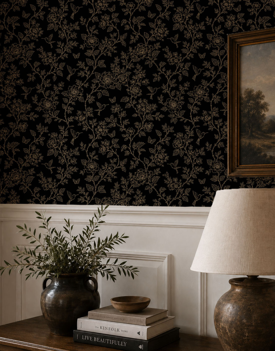 Black Enchanted Aviary Wallpaper