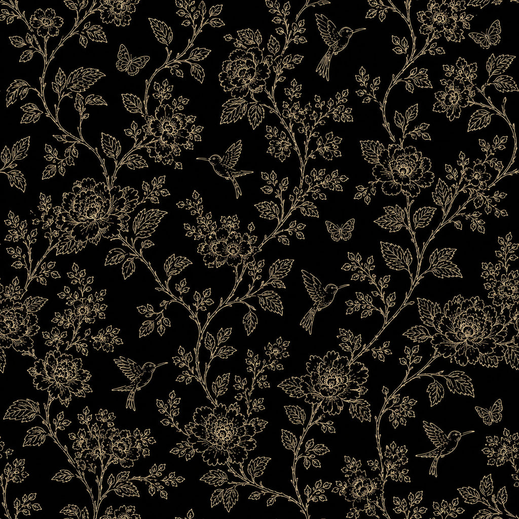 Black Enchanted Aviary Wallpaper