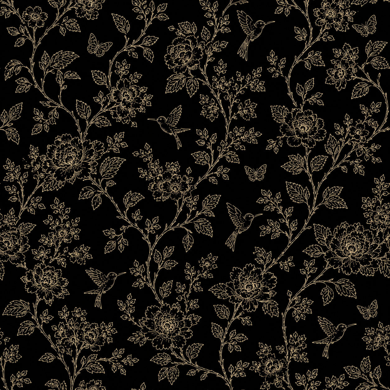 Black Enchanted Aviary Wallpaper