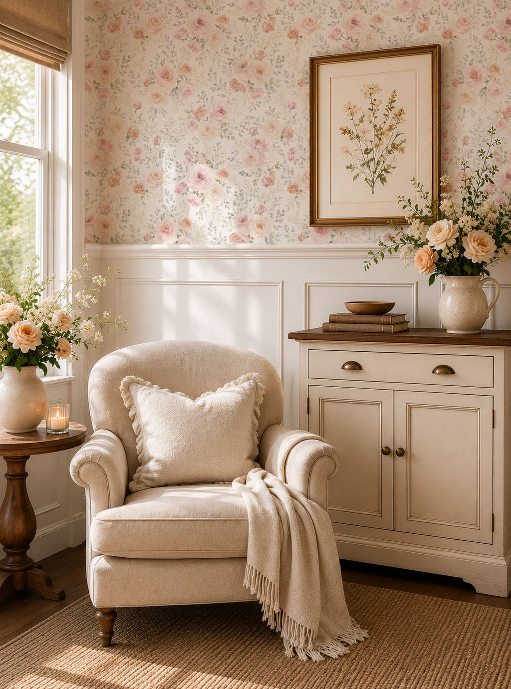 Soft Rose Garden Floral Wallpaper