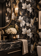Noir Gold Floral Wallpaper