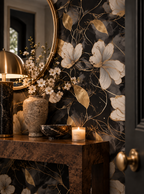 Noir Gold Floral Wallpaper