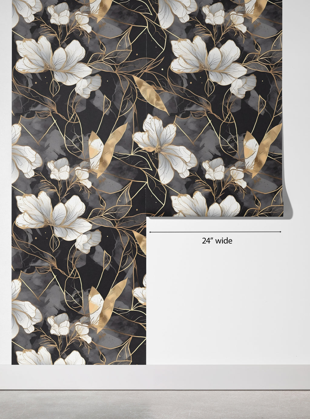 Noir Gold Floral Wallpaper