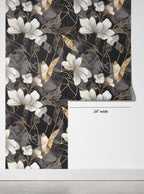 Noir Gold Floral Wallpaper