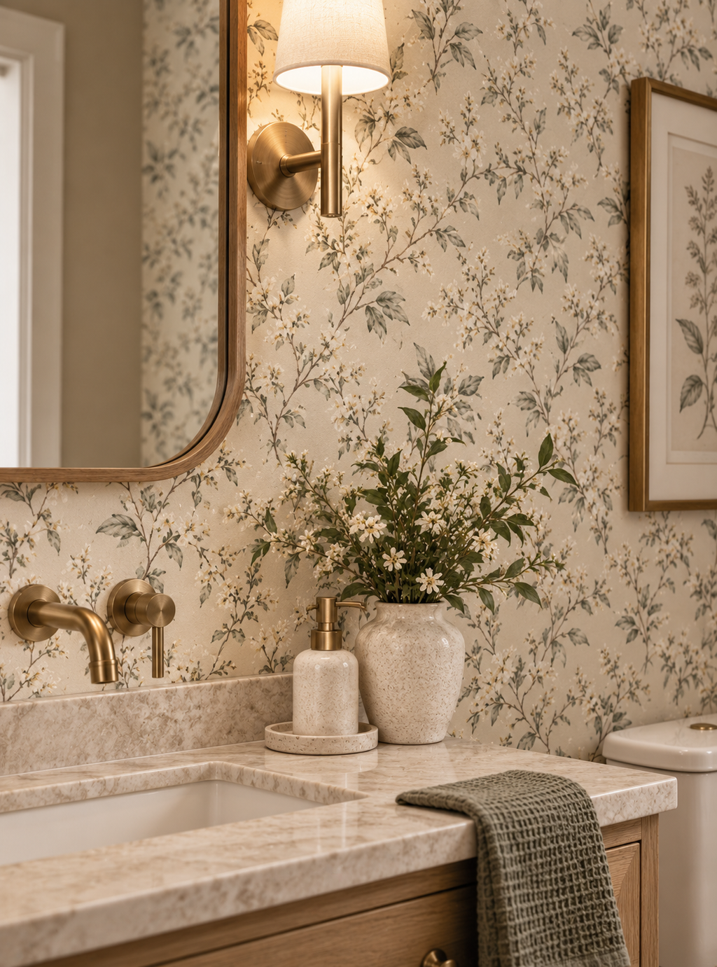Ivory Blossom Vine Wallpaper
