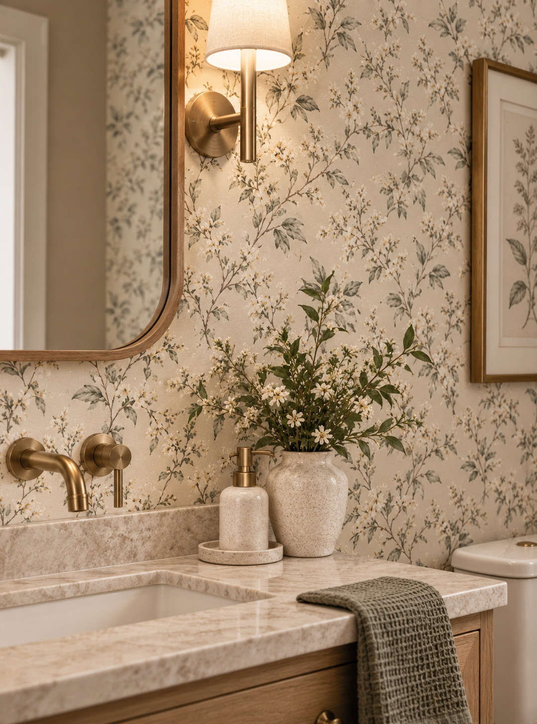 Ivory Blossom Vine Wallpaper